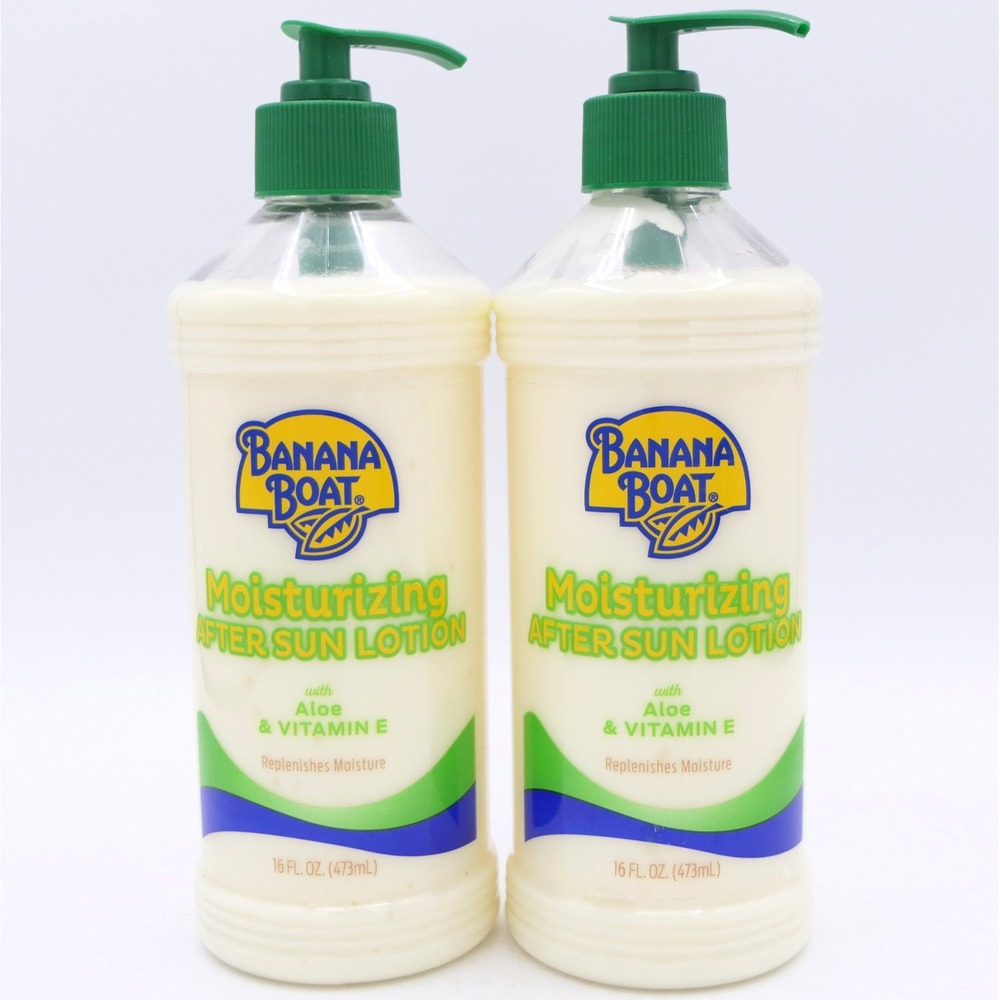 Banana Boat Moisturizing After Sun Lotion w/ Aloe & Vit E 2 Pack 16 oz Ea Pump